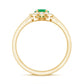 Anillo de compromiso ovalado de esmeralda natural con halo de diamantes