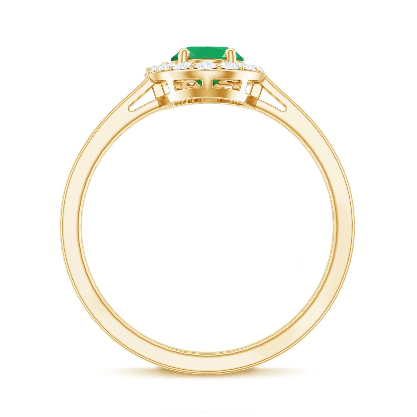 Anillo de compromiso ovalado de esmeralda natural con halo de diamantes