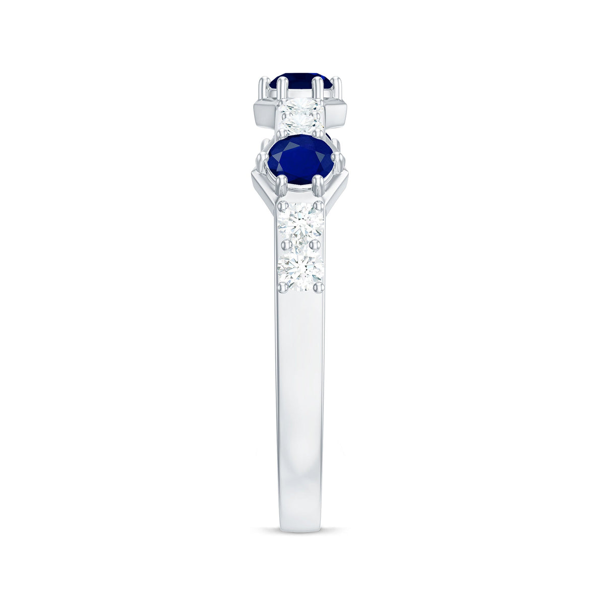 Real Blue Sapphire Half Eternity Ring with Diamond