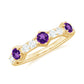 Natural Amethyst Half Eternity Ring with Diamond
