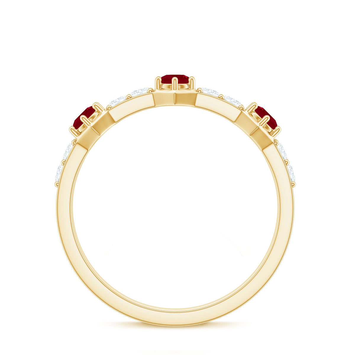 Natural Ruby Diamond Half Eternity Ring for Women