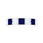 Certified Real Baguette Blue Sapphire Half Eternity Band Ring with Moissanite