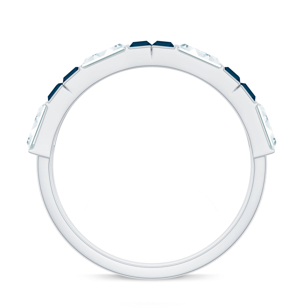Baguette London Blue Topaz Alternate Eternity Band with Moissanite