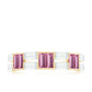Baguette Shape Pink Tourmaline and Moissanite Half Eternity Ring