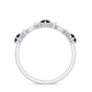 Anillo de media eternidad de granate rojo natural y diamantes para aniversario