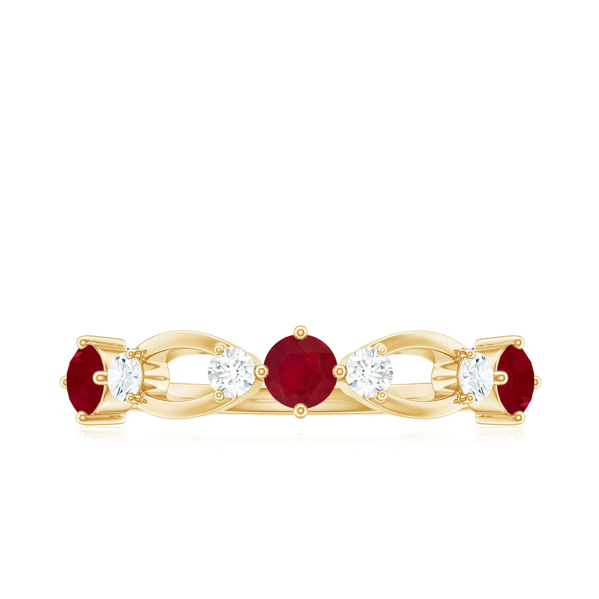 Genuine Ruby Promise Ring with Diamond for Women