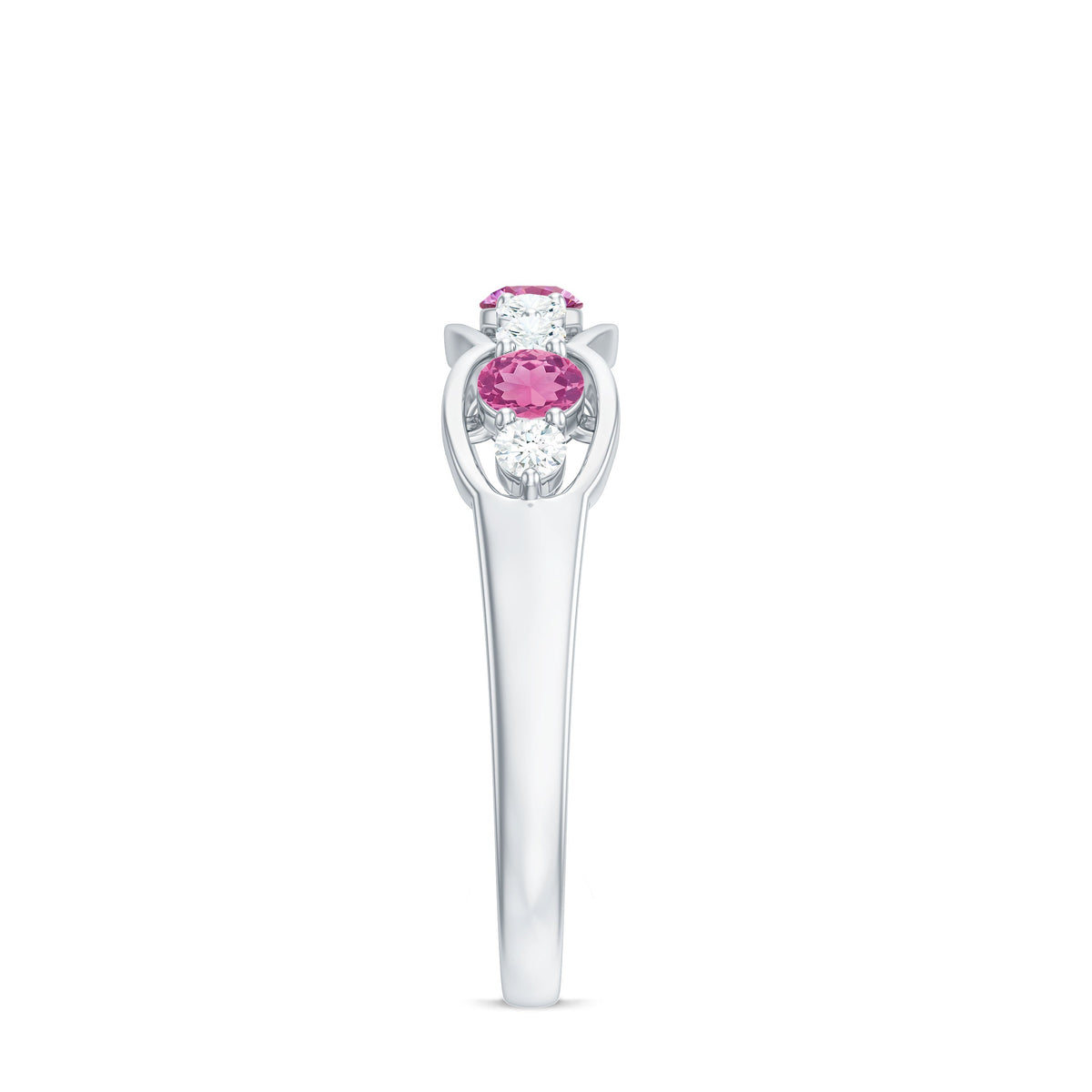 Pink Tourmaline and Diamond Wedding Anniversary Band Ring