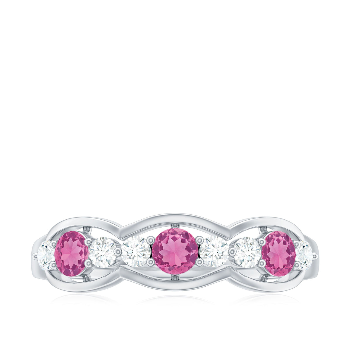 Pink Tourmaline and Diamond Wedding Anniversary Band Ring