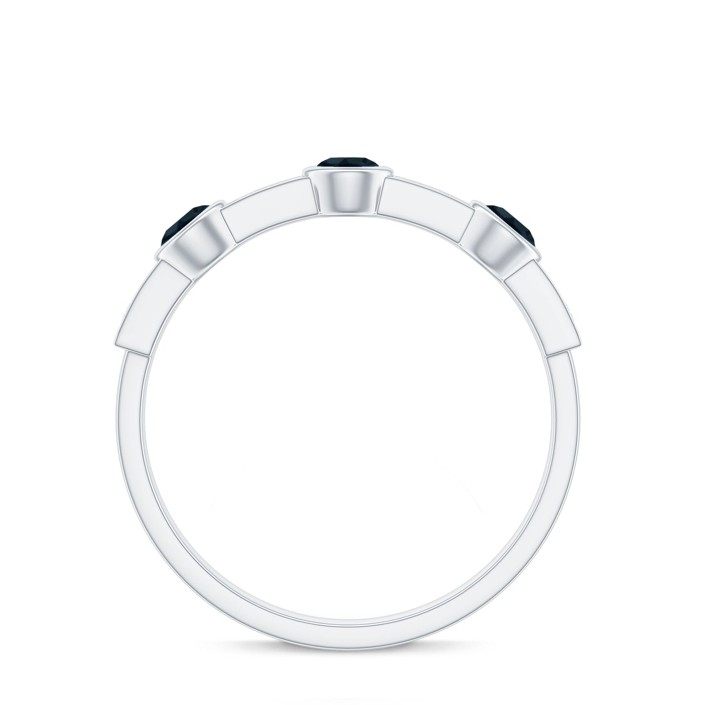 Anillo de media eternidad de topacio azul Londres engastado con bisel y diamantes