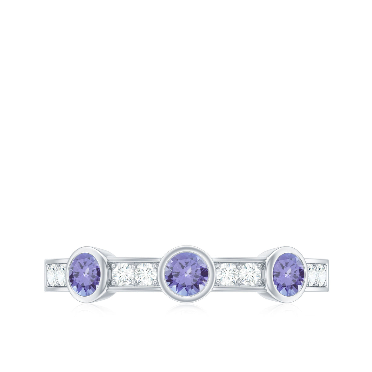 Certified Real Tanzanite Diamond Half Eternity Ring