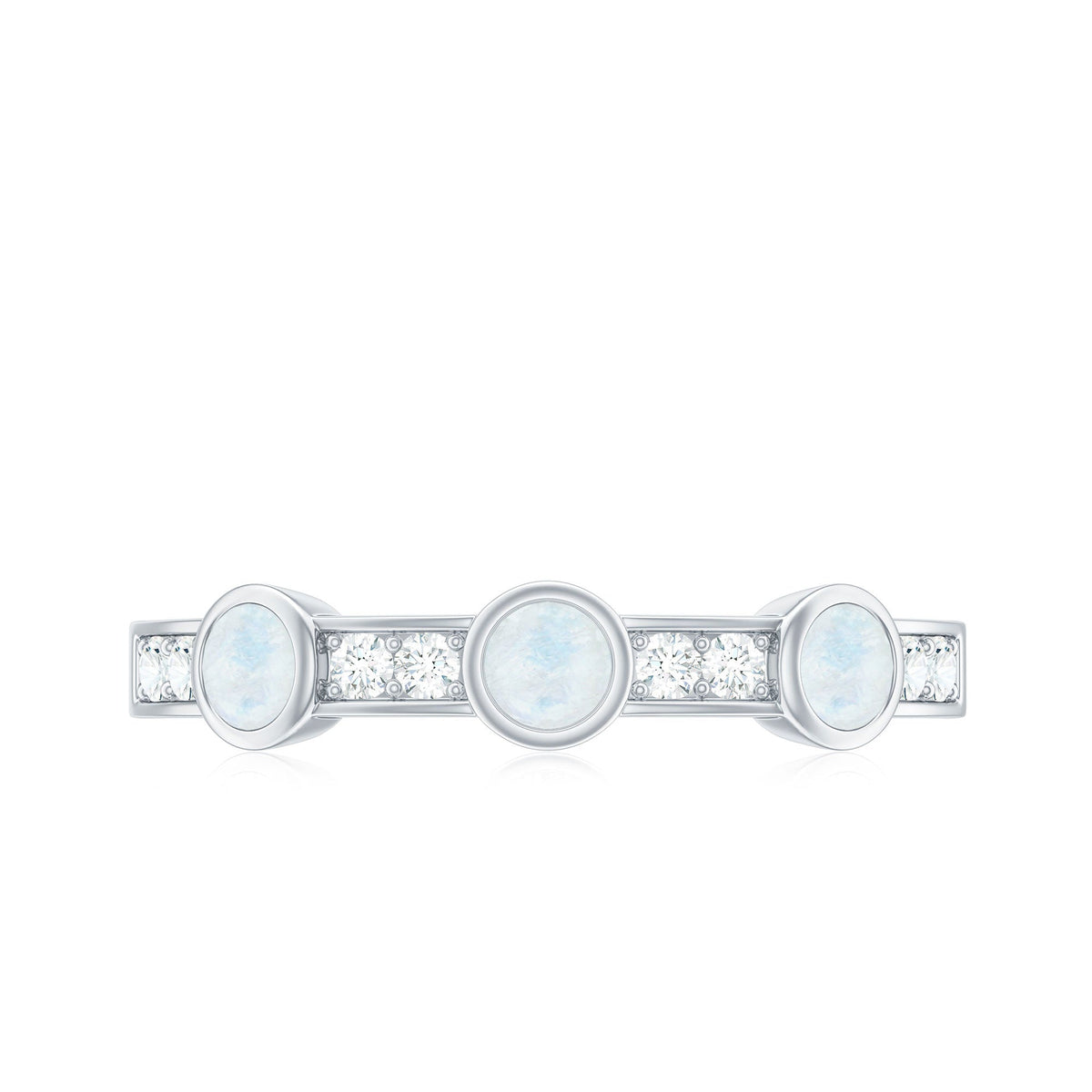 Minimal Half Eternity Ring with Moonstone and Diamond