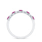 Anillo de media eternidad con forma de corazón con turmalina rosa y diamante