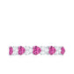 Anillo de media eternidad con forma de corazón con turmalina rosa y diamante