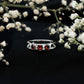 Natural Princess Cut Garnet Diamond Wedding Band