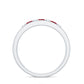 Natural Princess cut Ruby Double Band Ring with Diamond