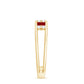 Natural Princess cut Ruby Double Band Ring with Diamond