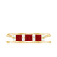 Natural Princess cut Ruby Double Band Ring with Diamond