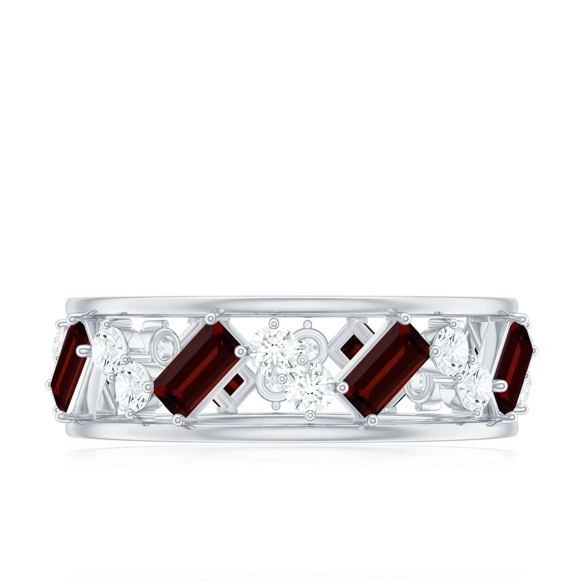 Certified Real Garnet Diamond Wide Eternity Band