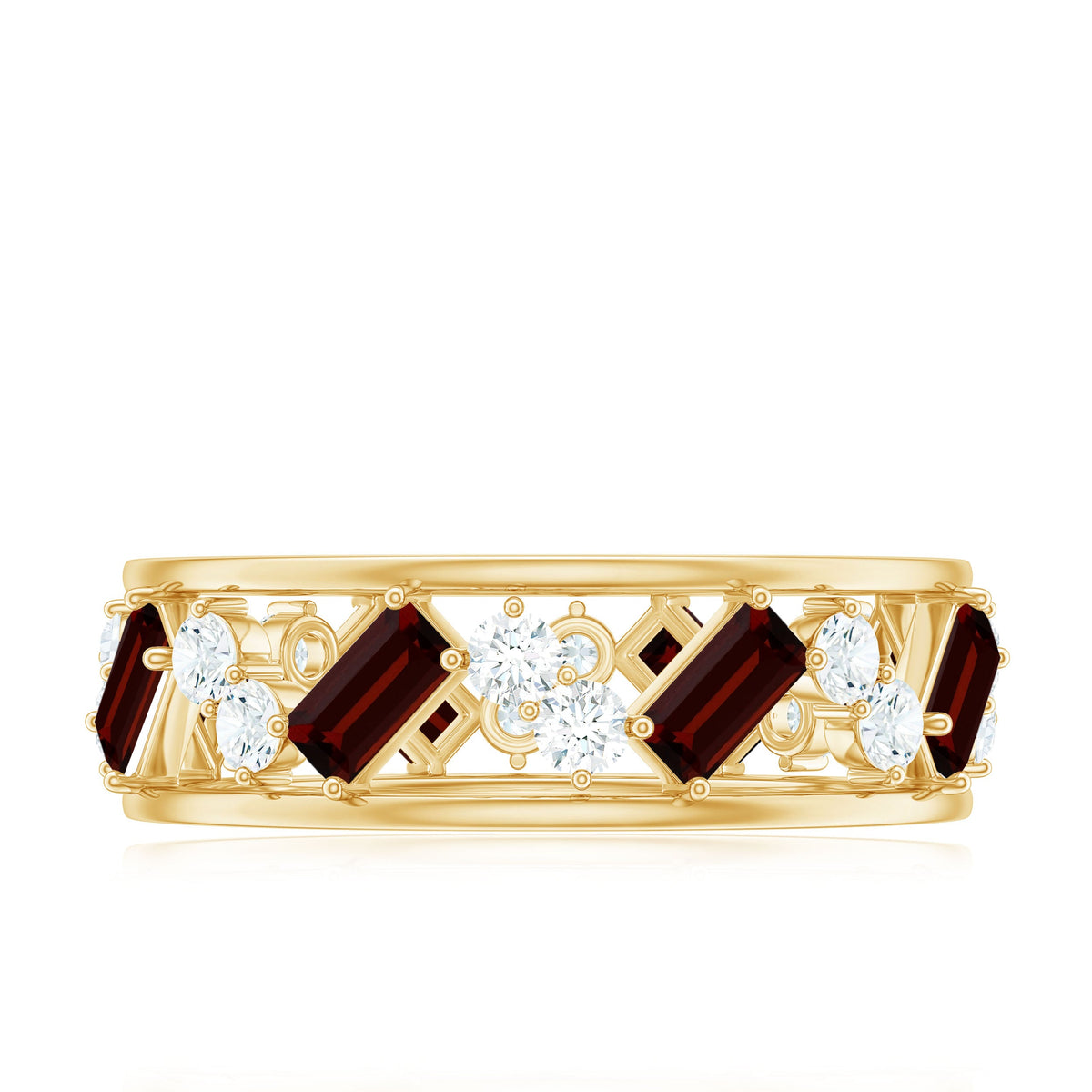 Certified Real Garnet Diamond Wide Eternity Band