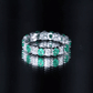 Oval Emerald and Moissanite Eternity Wedding Band