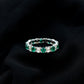 Oval Emerald and Moissanite Eternity Wedding Band