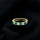 Oval Emerald and Moissanite Eternity Wedding Band