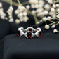 Art Deco Emerald Cut Garnet Eternity Band Ring with Moissanite
