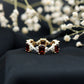 Art Deco Emerald Cut Garnet Eternity Band Ring with Moissanite