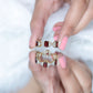 Art Deco Emerald Cut Garnet Eternity Band Ring with Moissanite