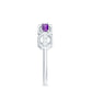 Natural Baguette Amethyst Half Eternity Wedding Band with Diamond