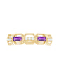 Natural Baguette Amethyst Half Eternity Wedding Band with Diamond
