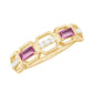 Pink Tourmaline and Diamond Geometric Half Eternity Ring