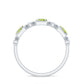Anillo de medio engaste de eternidad de peridoto ovalado natural y diamantes para mujer