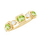 Anillo de medio engaste de eternidad de peridoto ovalado natural y diamantes para mujer