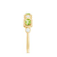 Anillo de medio engaste de eternidad de peridoto ovalado natural y diamantes para mujer