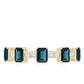 Emerald Cut London Blue Topaz Half Eternity Band with Diamond