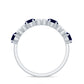 Genuine Blue Sapphire Half Eternity Ring with Diamond