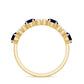 Genuine Blue Sapphire Half Eternity Ring with Diamond