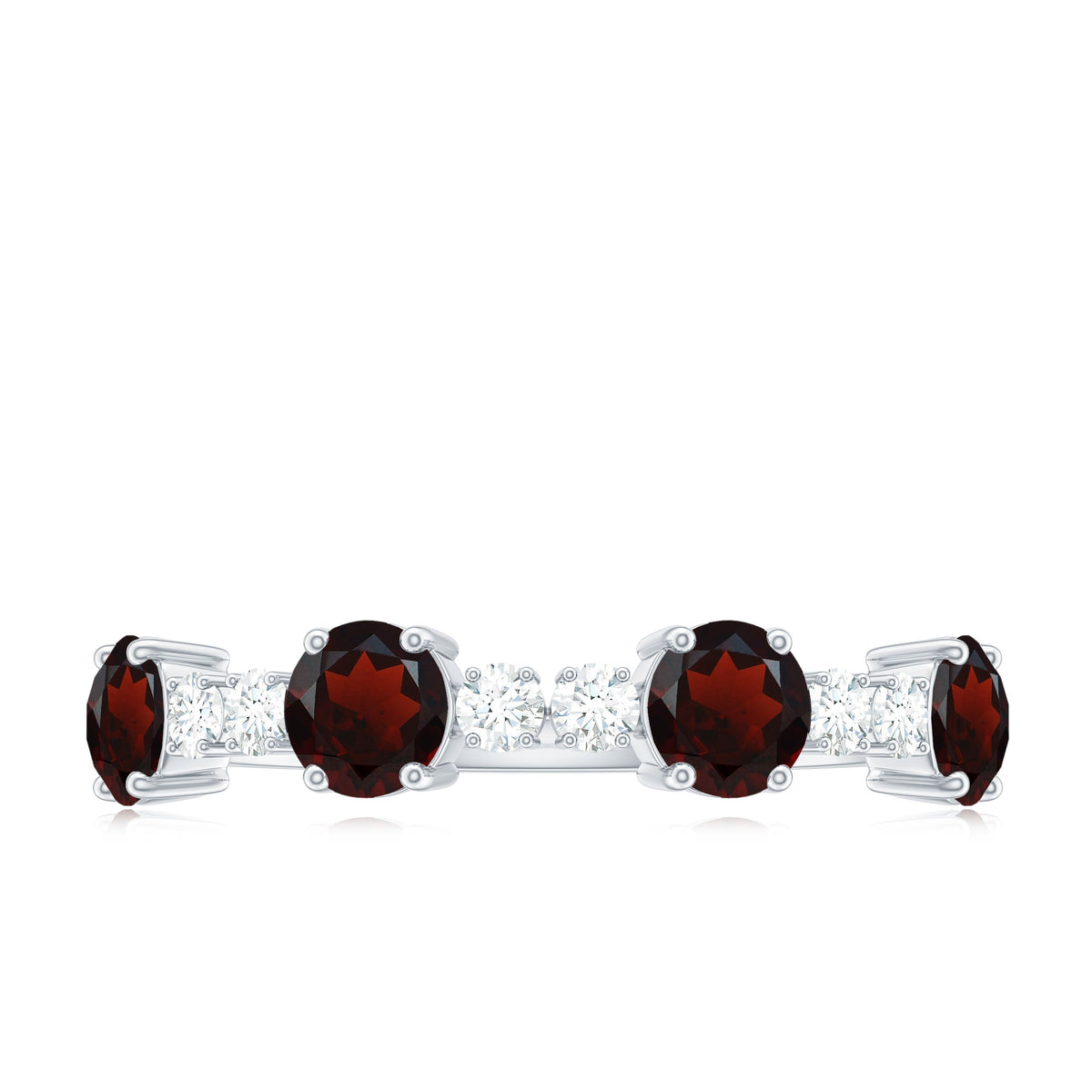 Genuine Garnet Half Eternity Ring with Diamond