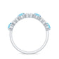 Genuine Aquamarine and Diamond Half Eternity Ring in Prong Setting