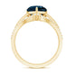 2 Carat Heart Shaped London Blue Topaz Solitaire Ring Set with Diamond Curved Band