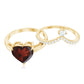 Natural Garnet Heart Shaped Engagement Ring with Diamond Enhancer