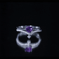 Certified Real Amethyst Heart Engagement Ring with Diamond Wedding Band