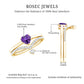 Certified Real Amethyst Heart Engagement Ring with Diamond Wedding Band