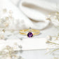 Certified Real Amethyst Heart Engagement Ring with Diamond Wedding Band