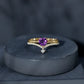 Certified Real Amethyst Heart Engagement Ring with Diamond Wedding Band
