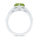 Anillo de compromiso de peridoto natural de 2 quilates con forma de corazón con realzador de diamantes