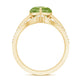 Anillo de compromiso de peridoto natural de 2 quilates con forma de corazón con realzador de diamantes