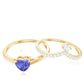 Natural Tanzanite Heart Engagement Ring with Chevron Diamond Enhancer