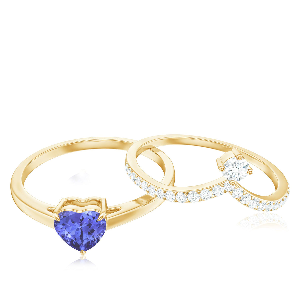 Natural Tanzanite Heart Engagement Ring with Chevron Diamond Enhancer